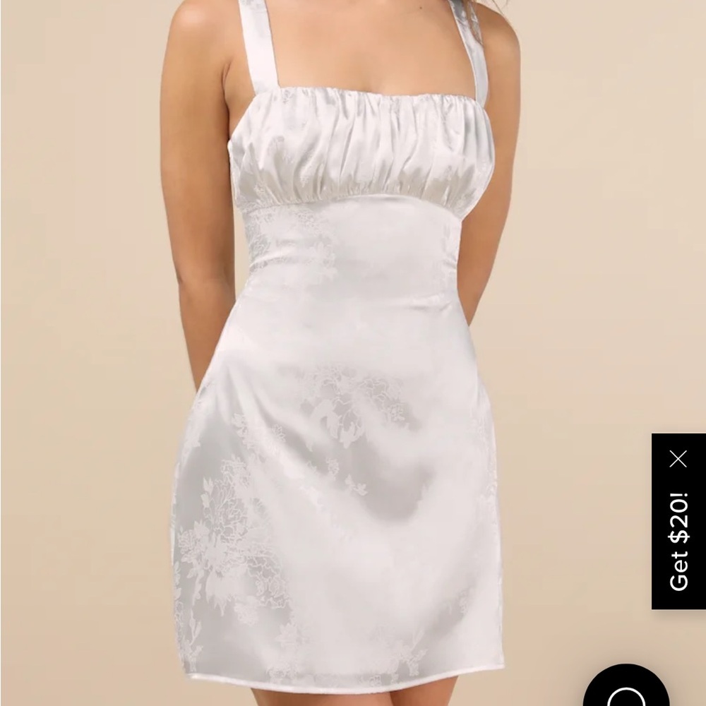 Lulus Jacquard Satin Lace Up Mini Graduation Dress